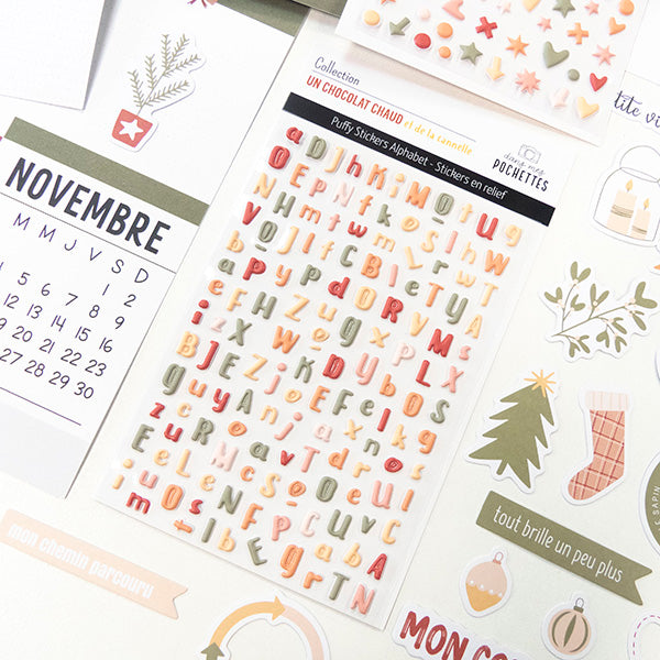 Stickers Puffy - Alphas - Un chocolat chaud et de la cannelle - Dans Mes Pochettes