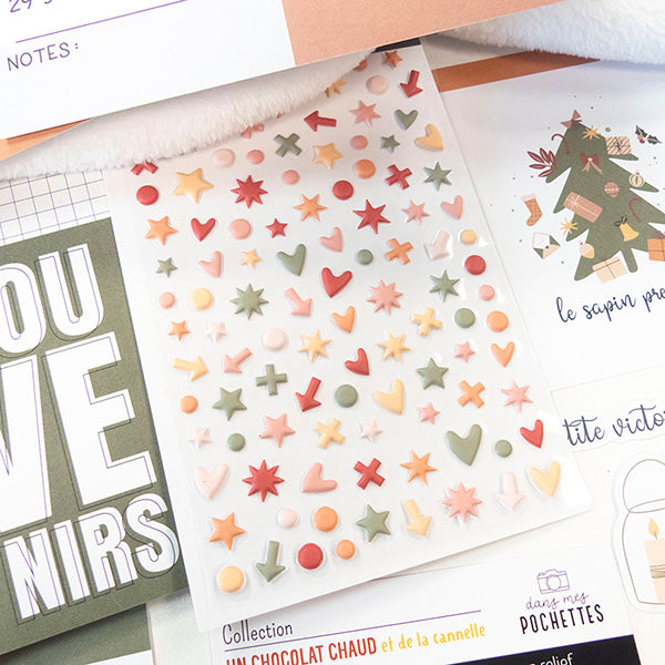 Stickers Puffy Dots - Un chocolat chaud et de la cannelle - Dans Mes Pochettes