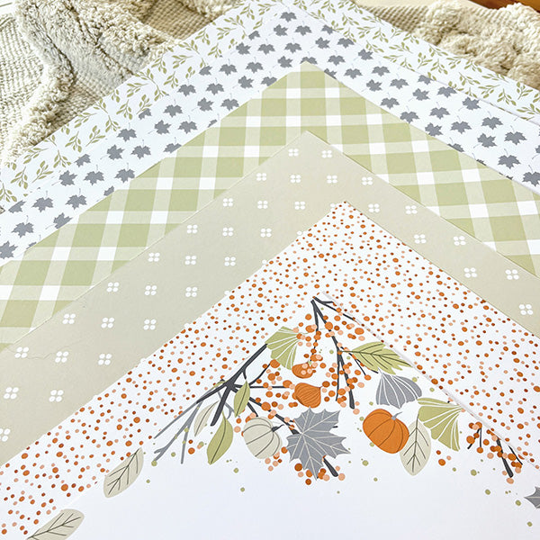 Collection de Papiers 30x30  - Des châtaignes et une boîte à goûter - Dans Mes Pochettes