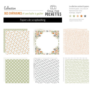 Collection de Papiers 30x30  - Des châtaignes et une boîte à goûter - Dans Mes Pochettes