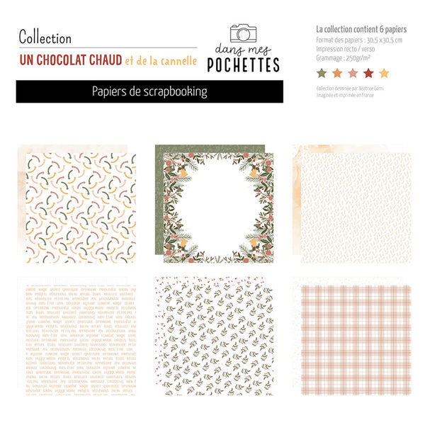Collection de Papiers 30x30  - Un chocolat chaud et de la cannelle - Dans Mes Pochettes