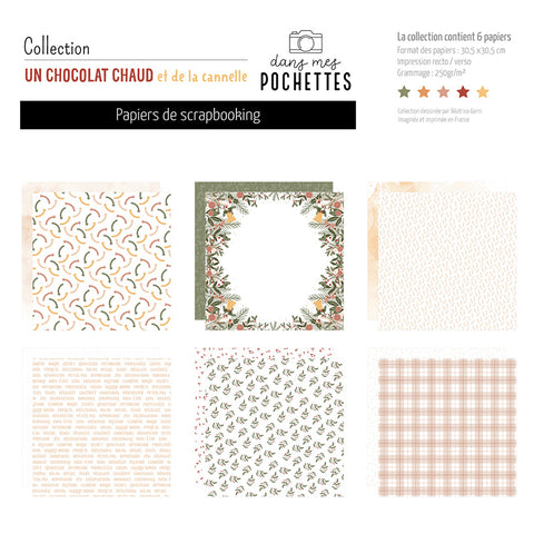 Collection de Papiers 30x30  - Un chocolat chaud et de la cannelle - Dans Mes Pochettes