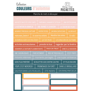 Planche de mots à découper - Couleurs d'automne - Dans Mes Pochettes