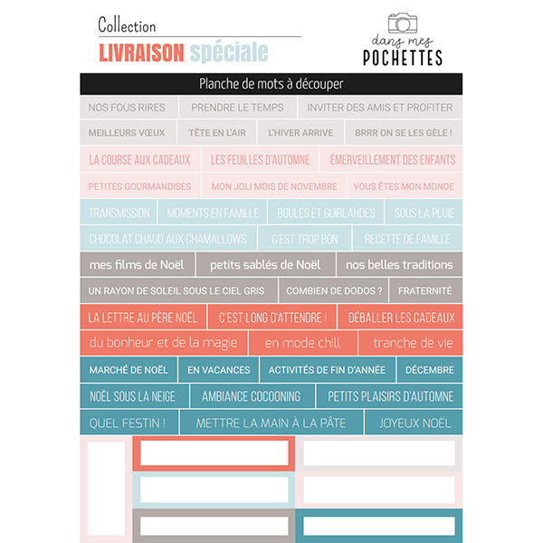Planche de mots à découper - Livraison spéciale - Dans Mes Pochettes