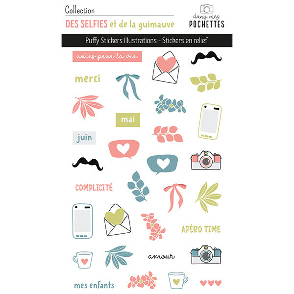 Stickers Puffy – Des selfies et de la guimauve - Dans Mes Pochettes