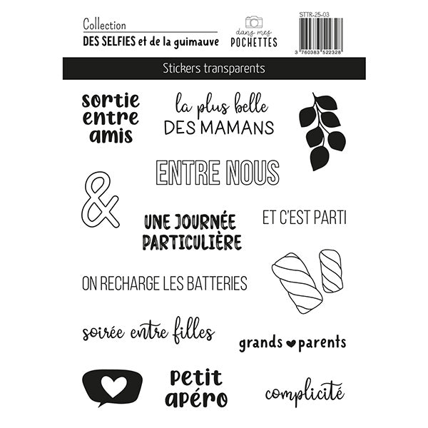 Stickers transparents – Des selfies et de la guimauve - Dans Mes Pochettes