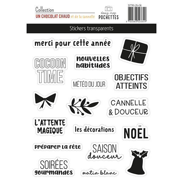 Stickers transparents – Un chocolat chaud et de la cannelle - Dans Mes Pochettes