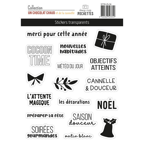 Stickers transparents – Un chocolat chaud et de la cannelle - Dans Mes Pochettes
