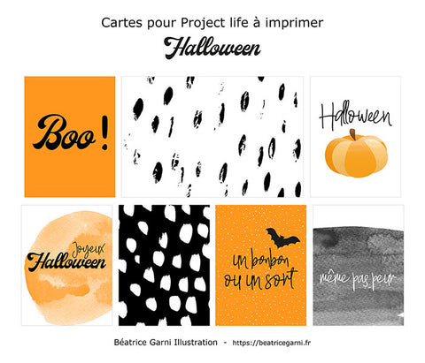 Cartes digitales à imprimer pour Project Life Halloween - Freebie